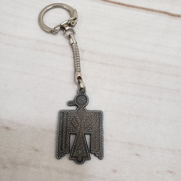 Vintage Thunderbird Pewter Keychain Unmarked Tribal 4 Inch - Picture 6 of 6